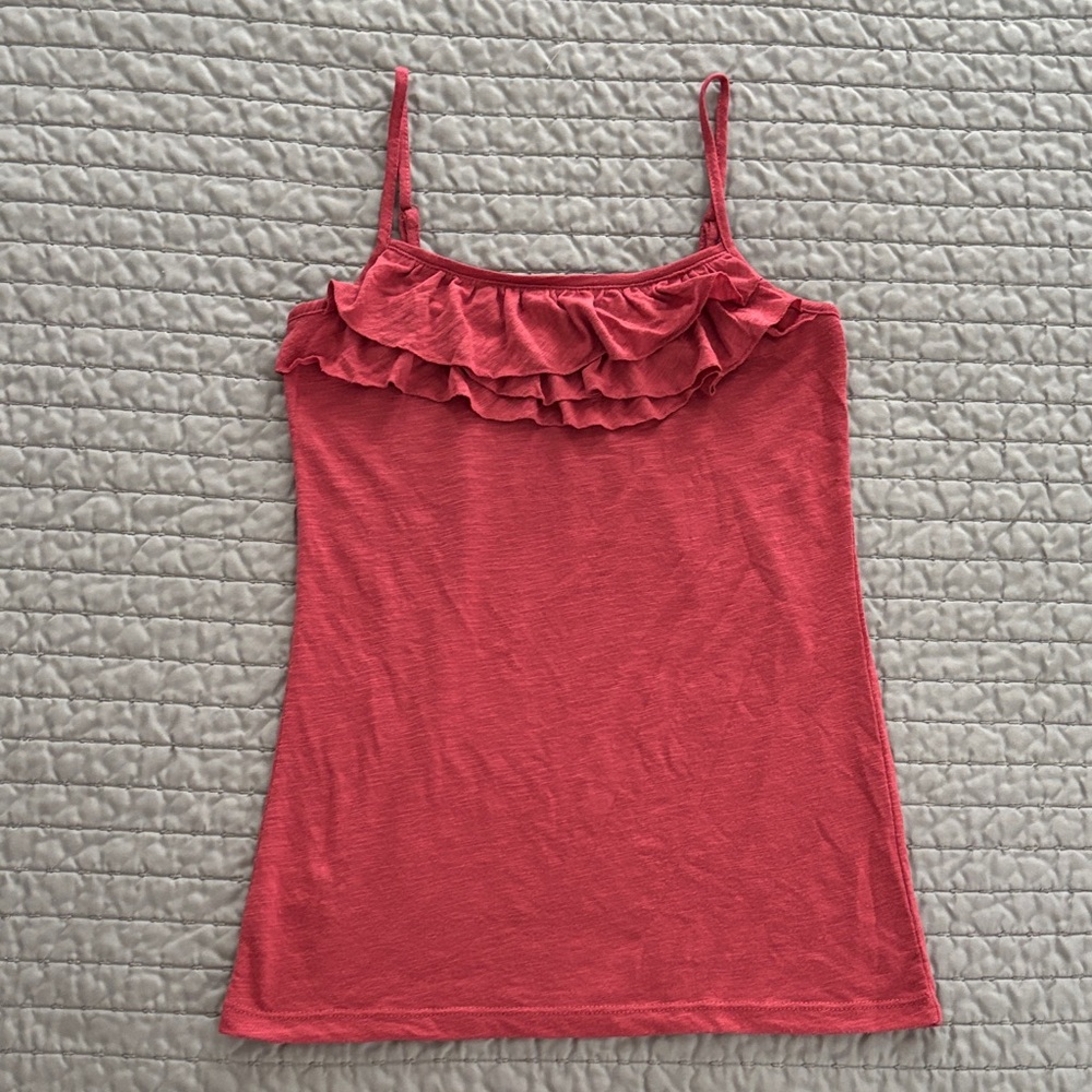 LOFT Rose Colored Ruffle Cami, EUC, XXSP